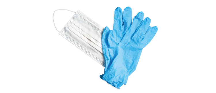 Disposable gloves and face masks