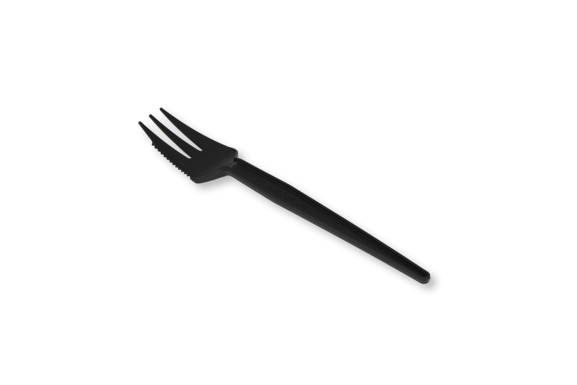 Black Cpla Reusable SnackFork with cutting edge or 13cm