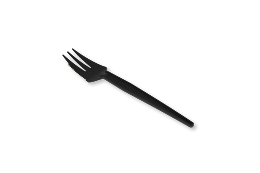 Black Cpla Reusable SnackFork with cutting edge or 13cm