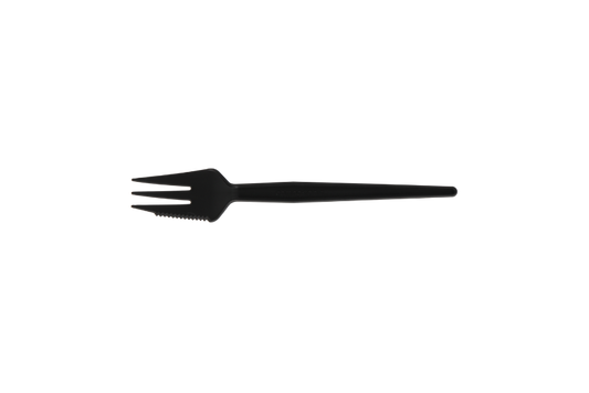 Black Cpla Reusable SnackFork with cutting edge or 13cm