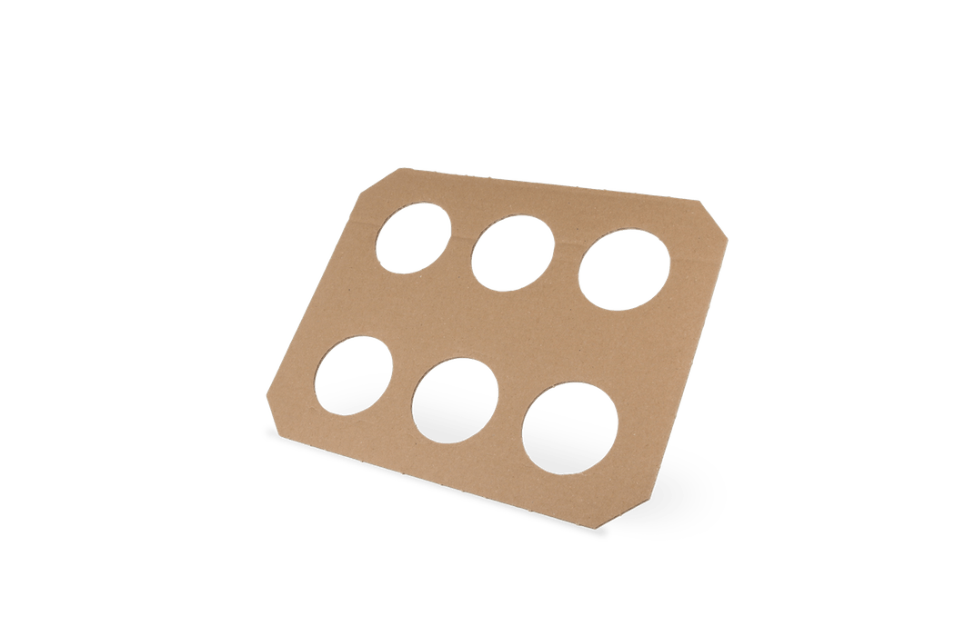 Carrying tray for 6 cups kraft cardboard