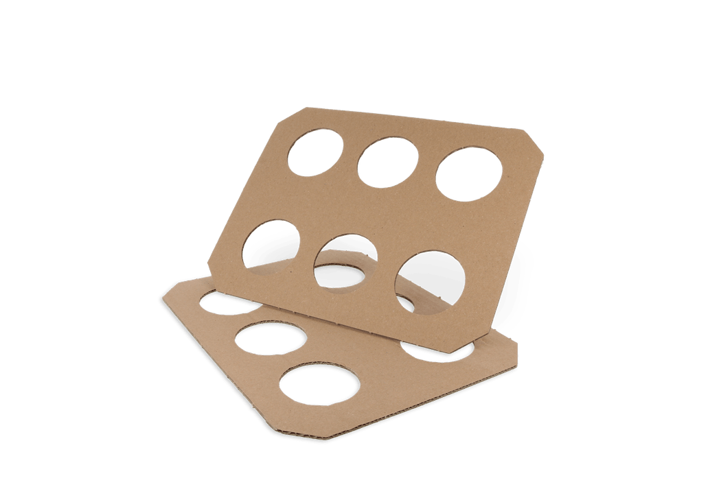 Carrying tray for 6 cups kraft cardboard