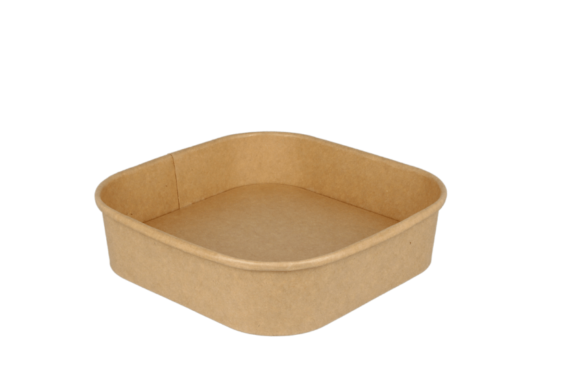 TakeAware.nl Maaltijdbakken en schalen Vierkante maaltijdbak karton 750ml Kraft 170mm