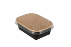 TakeAware.nl Sausbakjes 150ml 108mm rechthoekig kraft/zwart