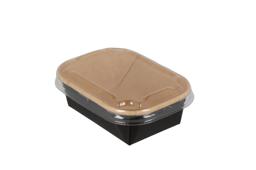 TakeAware.nl Sausbakjes 150ml 108mm rechthoekig kraft/zwart