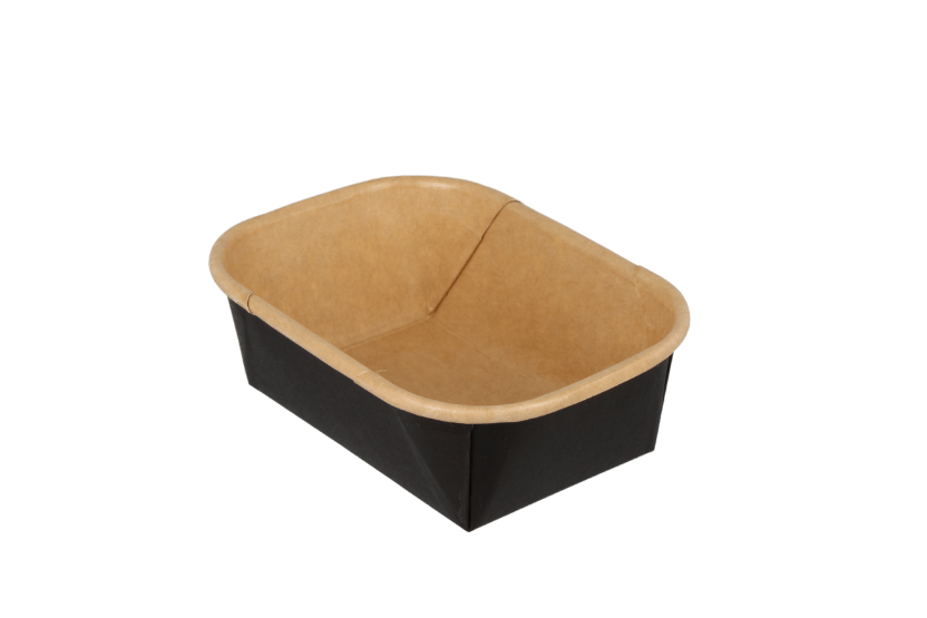 TakeAware.nl Sausbakjes 150ml 108mm rechthoekig kraft/zwart