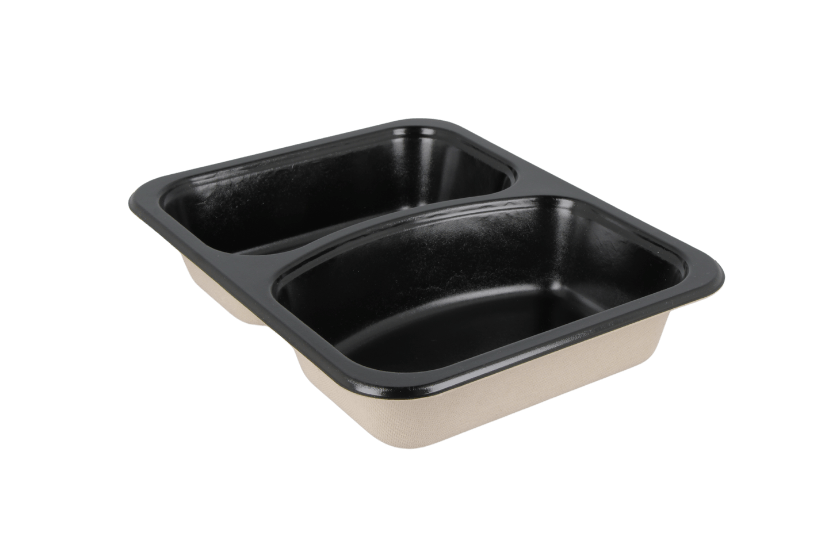 TakeAware.nl Suikerriet menutray 227x178x44mm 2vaks zwart CPET-lam