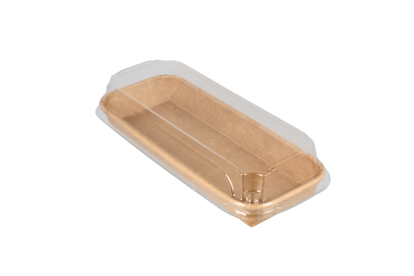 TakeAware.nl Sushi tray karton TA-02 + deksel 220x90x25 Kraft