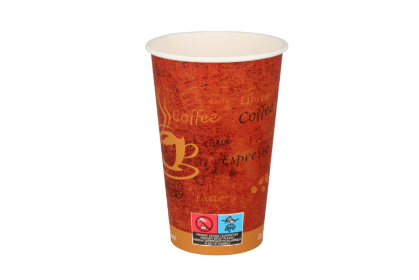 TakeAware.nl Kartonnen koffiebeker 360cc 12oz espresso gold