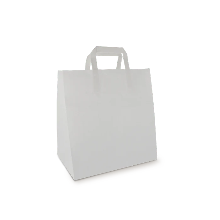 Paper carrier bags Medium White 26+17x27cm BIO