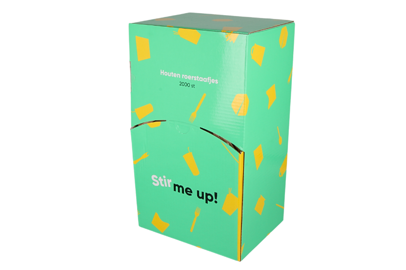 TakeAware.nl Roerstaafjes in dispenser box 14cm FSC 100% Hout