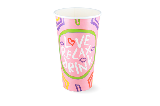 takeaware.nl Milkshakebekers Milkshakebeker groot 560ml 20oz roze FSC® karton