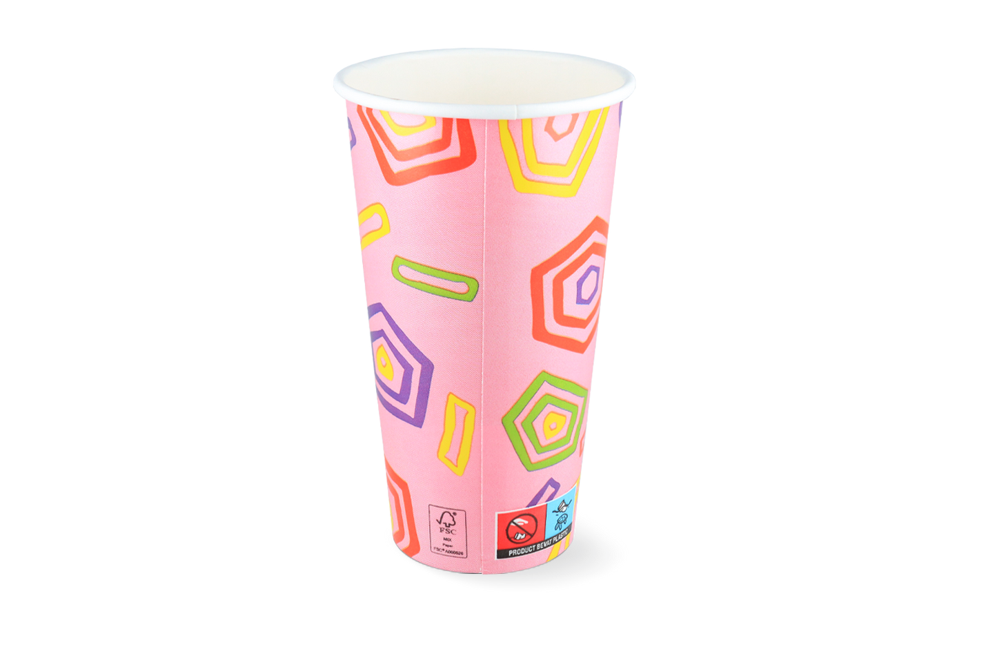 takeaware.nl Milkshakebekers Milkshakebeker groot 560ml 20oz roze FSC® karton