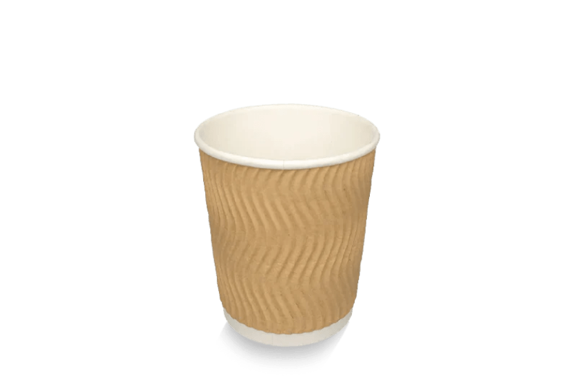 takeaware.nl Koffiebekers Kartonnen koffiebeker 230cc 8oz Ripple Kraft