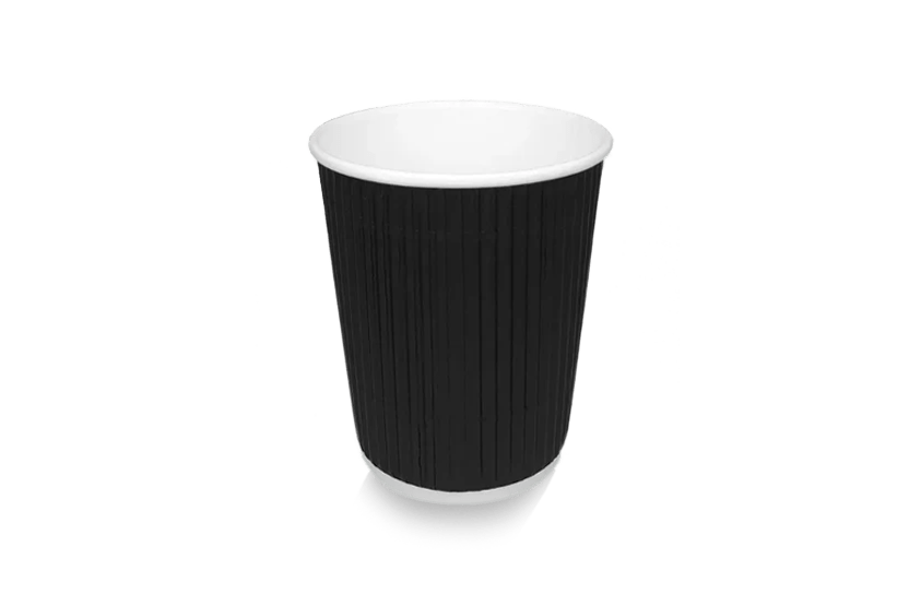 takeaware.nl Koffiebekers Kartonnen koffiebeker 230cc 8oz Ripple Zwart