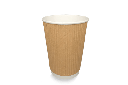 takeaware.nl Koffiebekers Kartonnen koffiebeker 360cc 12oz Ripple Kraft