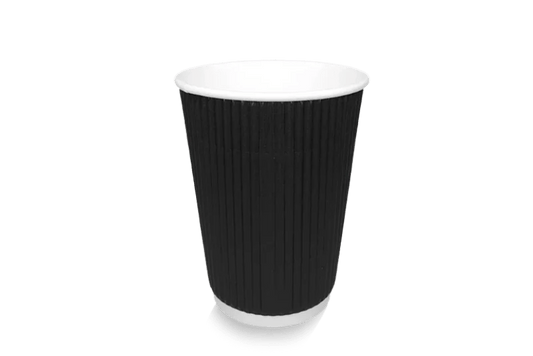 takeaware.nl Koffiebekers Kartonnen koffiebeker 360cc 12oz Ripple Zwart