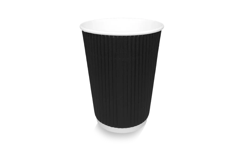 Coffee cup 360cc 12oz Ø90mm Ripple Black