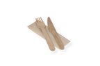 TakeAware.nl Houten bestekset 3/1 mes + vork + servet 165 mm gecoat
