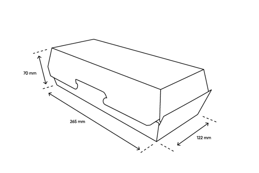 takeaware.nl Friet- en snackbakjes Panini/baguette box 26,5x12,2x7cm karton BIO