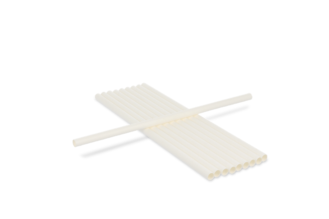 Paper straws white 210x6mm