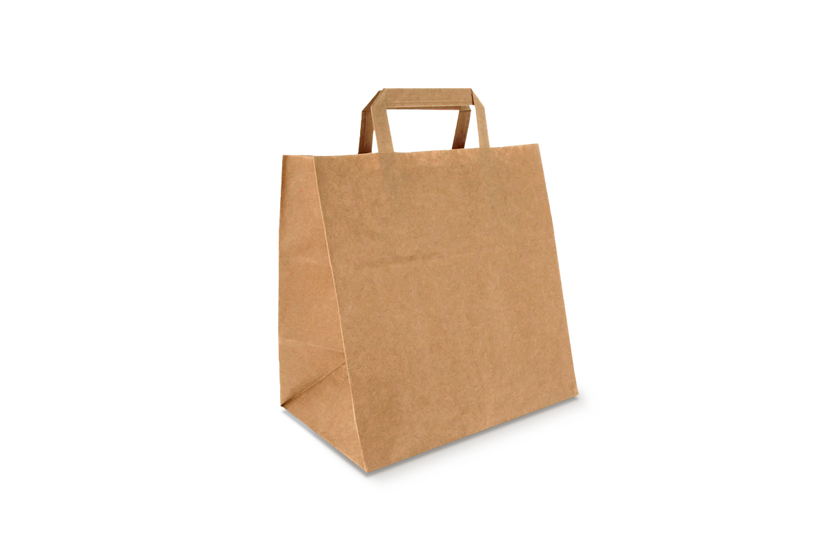 Paper carrier bags Medium Brown 26+17x27cm recycled