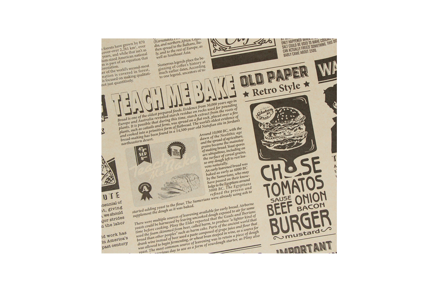 Greaseproof paper 33x30cm hamburger sheets FSC®Mix newspaper brown