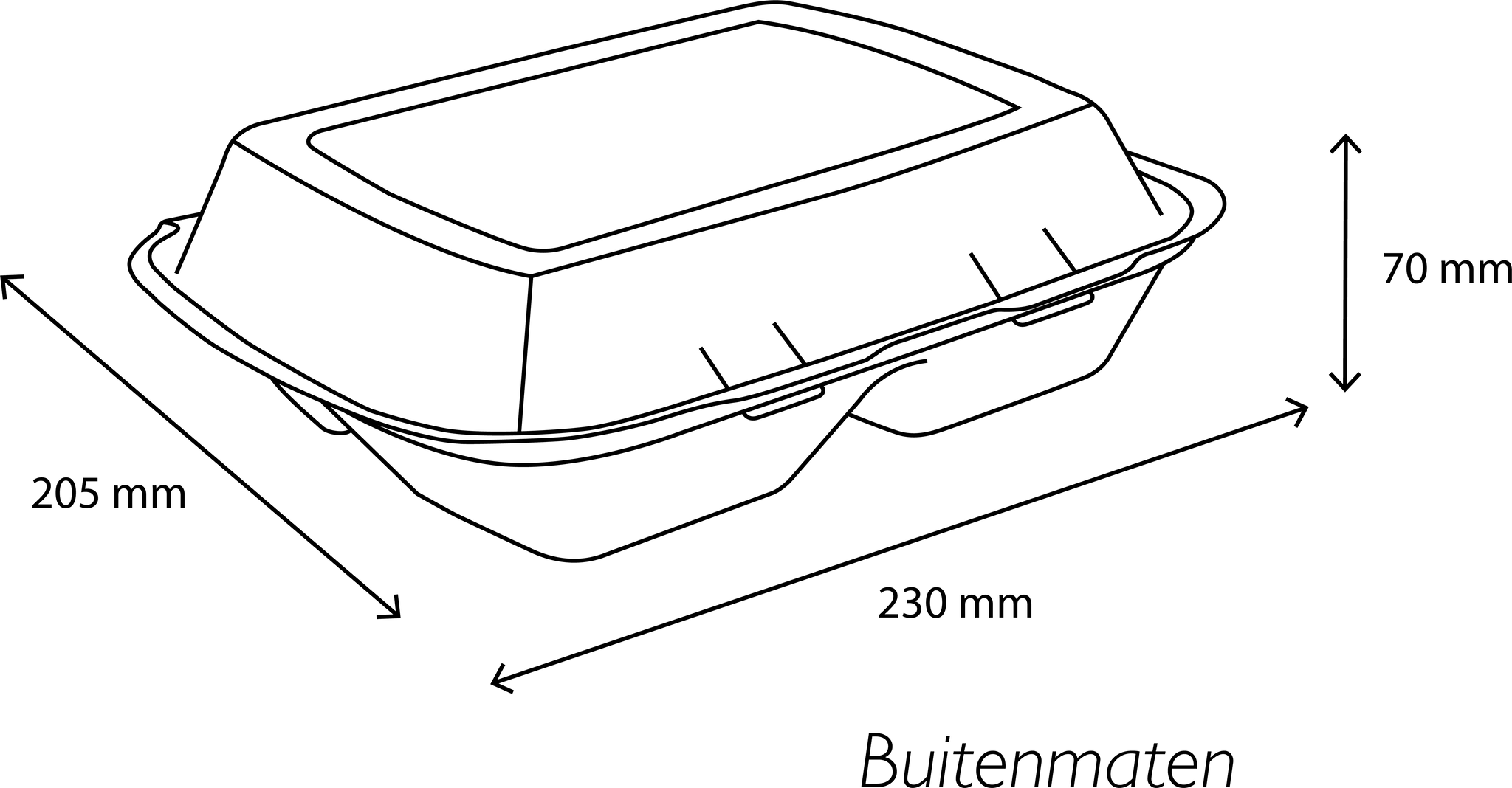 takeaware.nl Maaltijdbakken en schalen Menubox 2-vaks IP4 suikerriet BIO