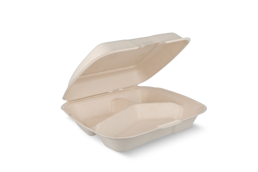 takeaware.nl Maaltijdbakken en schalen Menubox 3-vaks IP4 suikerriet BIO