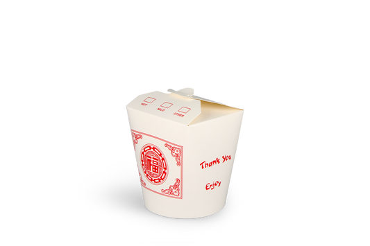 takeaware.nl Wok to go bekers Wok to Go beker 16oz 400 ml karton wit met rood