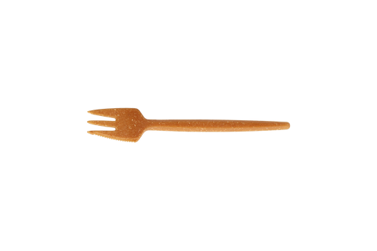 Reusable snack fork with cutting edge 130 mm wood look