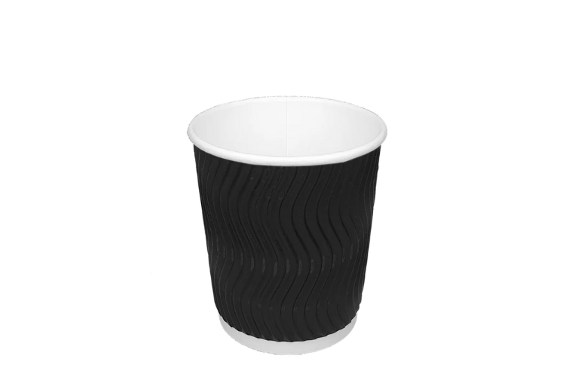 Kartonnen koffiebeker 177cc Ripple Zwart