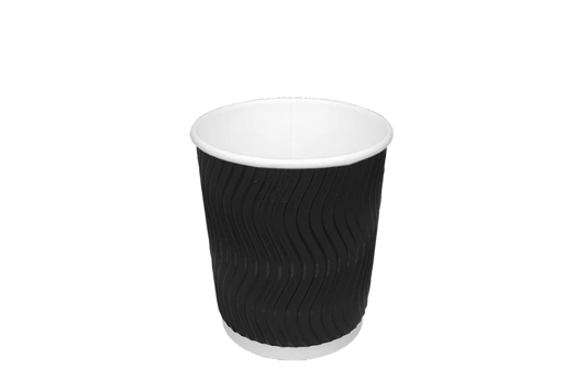 Kartonnen koffiebeker 177cc Ripple Zwart