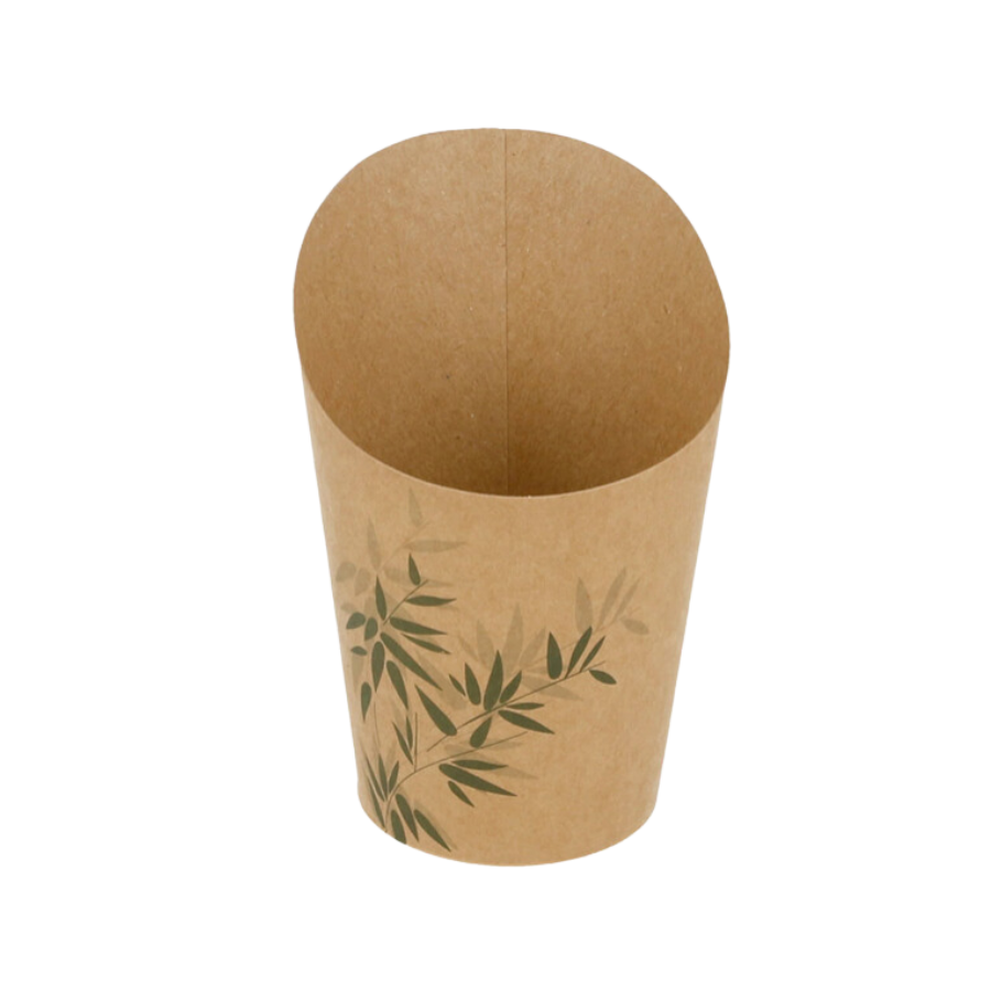 Envelopper le milieu de la tasse de collation Kraft bambou