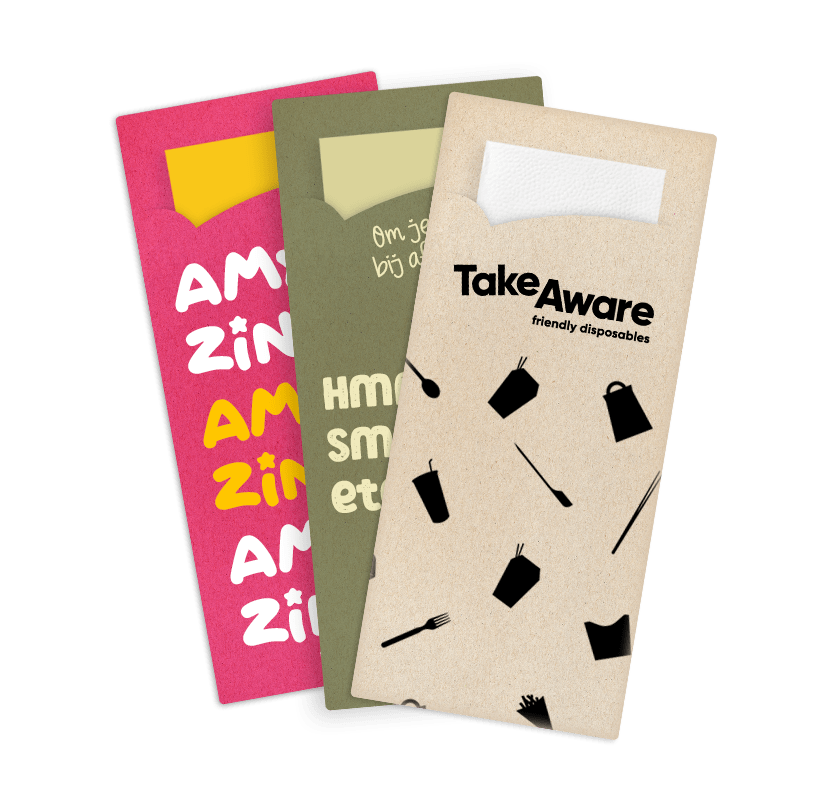 takeaware.nl Saus- en amusebakjes Bedrukte bestekzakjes