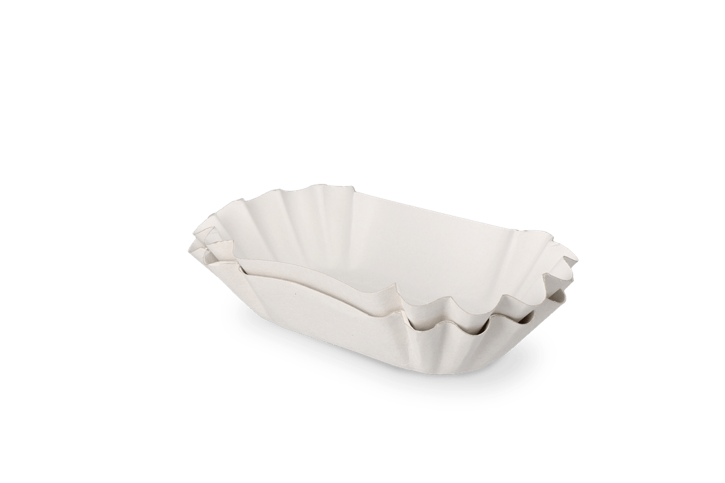 Cardboard tray scalloped 175x105x30mm white