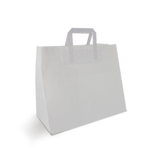 Paper carrier bags Large White 32+17x27cm BIO