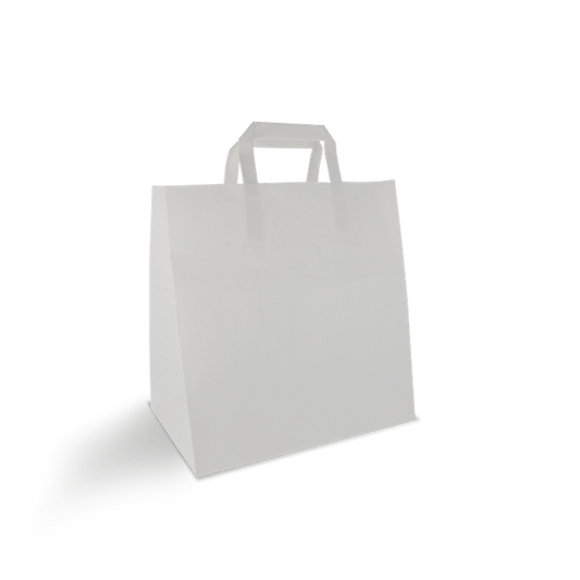 takeaware.nl Papieren tassen Papieren draagtassen Middel Wit 26+17x27cm BIO