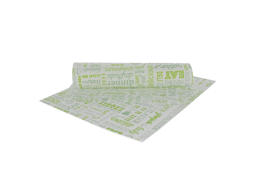 Greaseproof paper 28x34cm burger sheets green parole FSC®Mix BIO