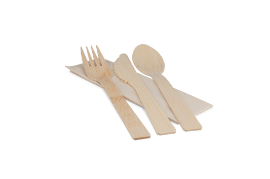 Bamboo cutlery set 4/1 knife + fork + spoon + napkin