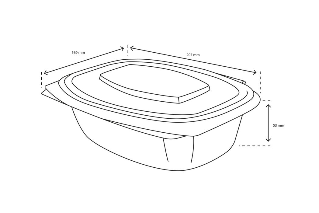 takeaware.nl Saladebakken en bowls Saladebakje met klapdeksel 750 ml BIO