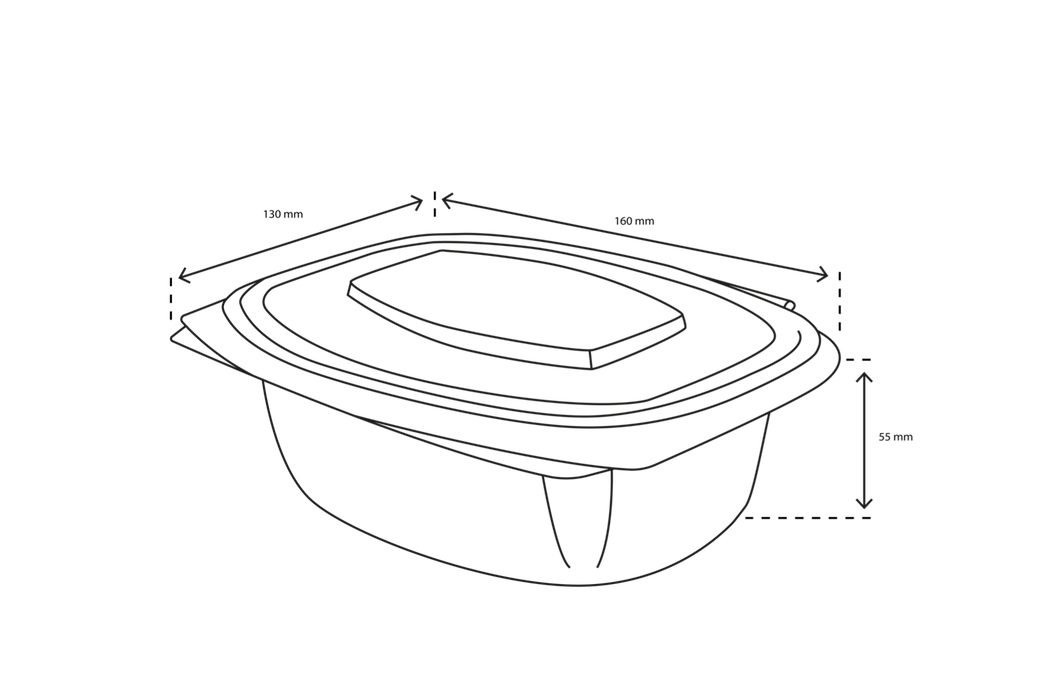 takeaware.nl Saladebakken en bowls Saladebakje met klapdeksel 500 ml rPET