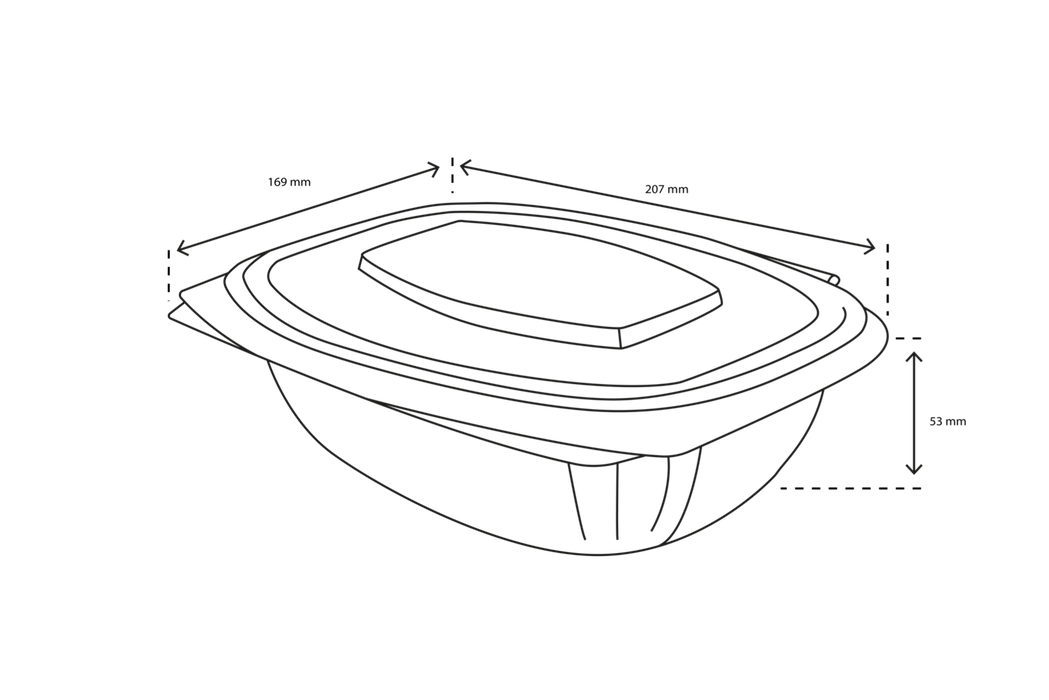 takeaware.nl Saladebakken en bowls Saladebakje met klapdeksel 750 ml rPET
