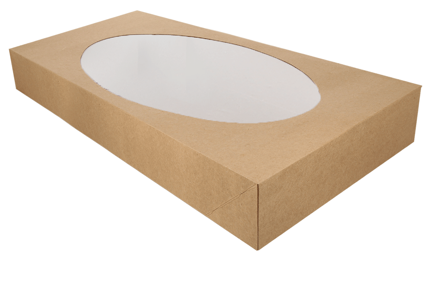 Catering boxes kraft with oval window 56x38x8cm large BIO