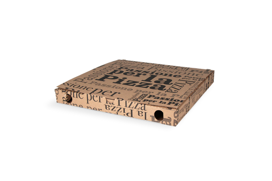 Pizza boxes Passione 26.5x26.5x3cm kraft brown BIO
