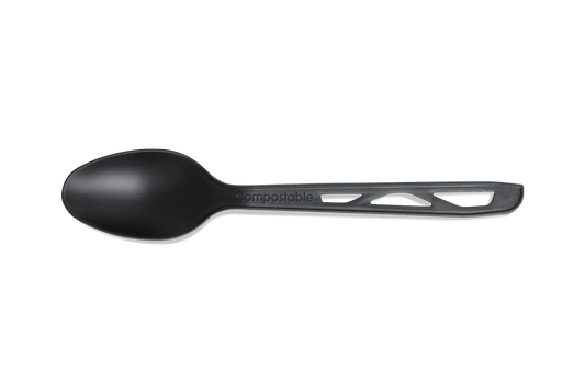 Reusable black spoon 160mm CPLA BIO