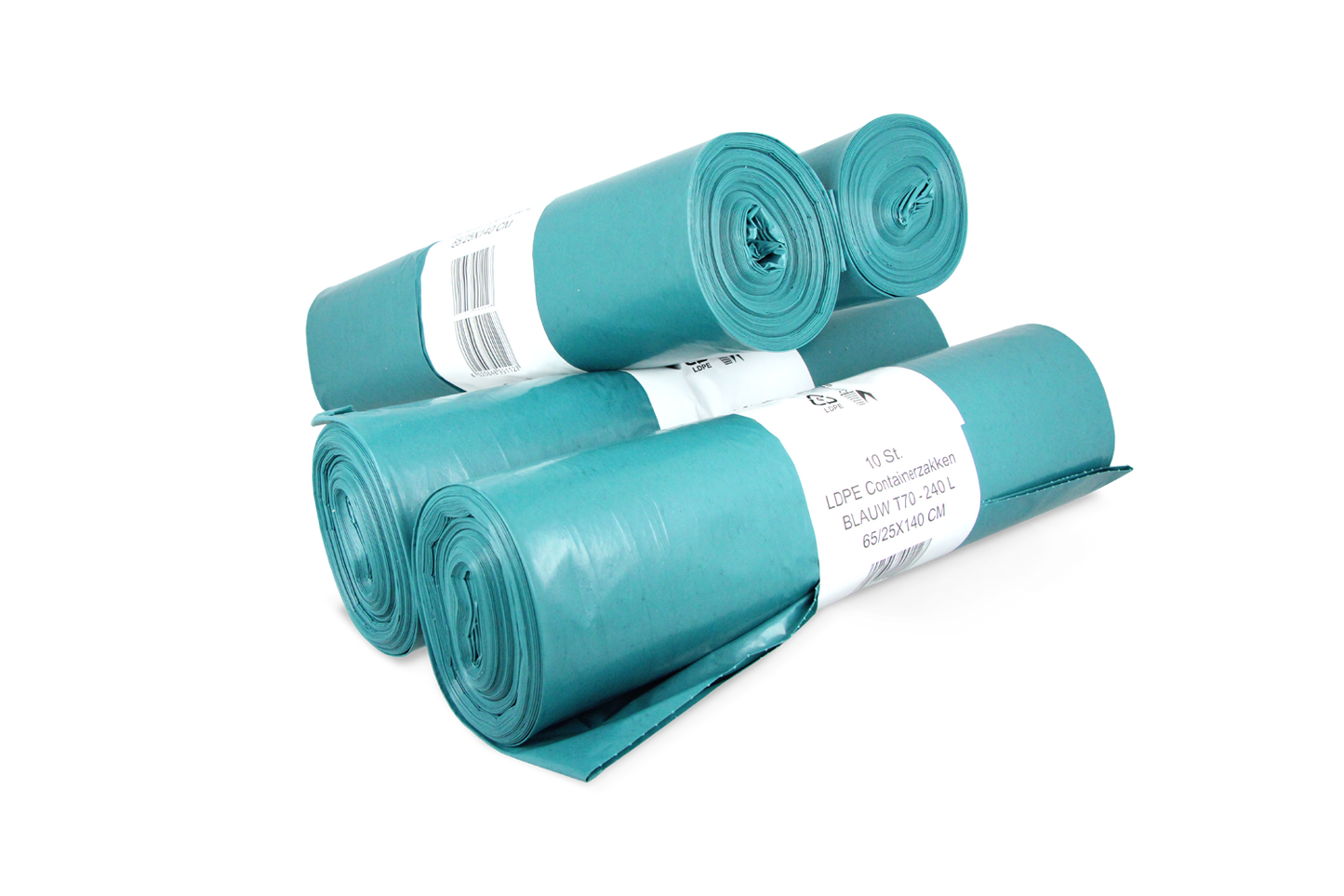 Bin liners 240 liters 65/25x140cm 10 rolls with 10 bags (blue)