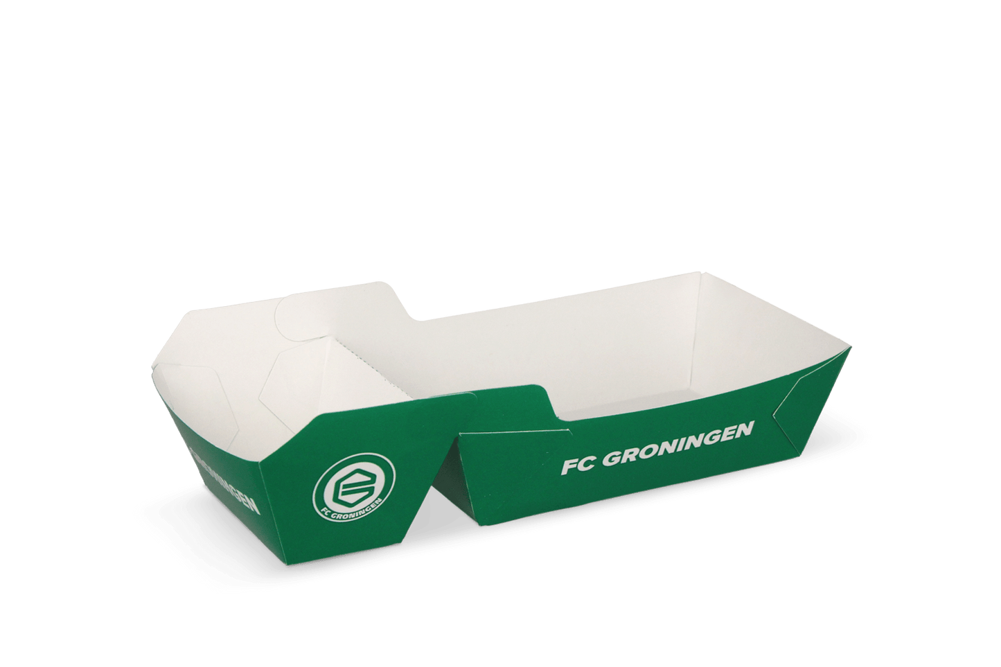 takeaware.nl Friet- en snackbakjes Frietbakjes A22 (A9+1) wit binnen BIO olie coating - FC Groningen custom